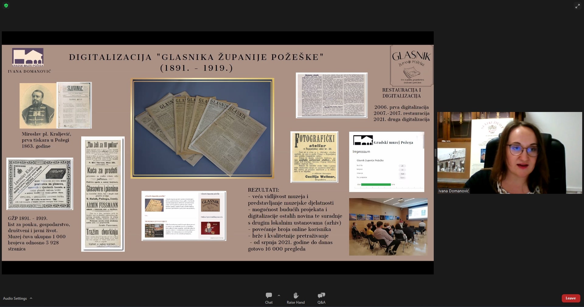 Ivana Domanović (Gradski muzej Požega): Digitalizacija Glasnika županije požeške (1891. – 1919.)