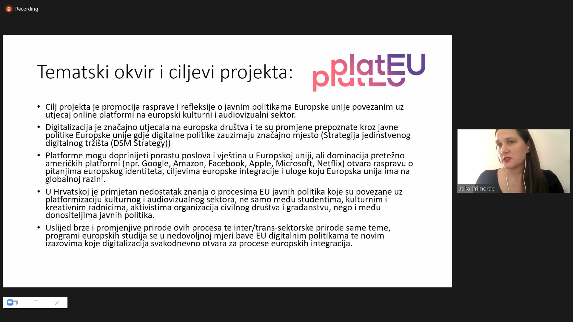 Jaka Primorac (Institut za razvoj i međunarodne odnose): Javne politike Europske unije i platformizacija kulturnog i audio-vizualnog sektora